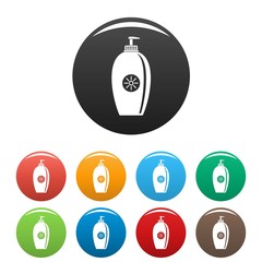 Poster - Sun lotion dispenser icons set 9 color vector isolated on white for any design