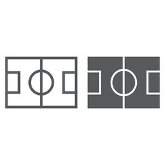 Poster - Soccer field line and glyph icon, game and sport, playing field sign, vector graphics, a linear pattern on a white background,
