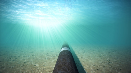 Underwater gas pipeline on seabed