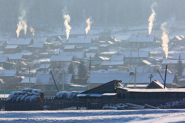 Wall Mural - Village view in winter