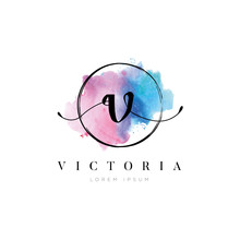 Water Color Letter Type V Logo