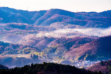 Wall Mural - 神戸市北端・山並みに霞の風景