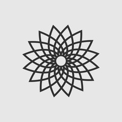 Wall Mural - ornamental line art sunflower icon vector logo template