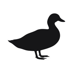 Canvas Print - Duck icon. Duck black silhouette isolated on white background. Vector illustration