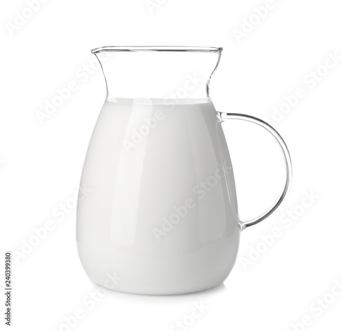 Fotografía Jug with fresh milk on white background