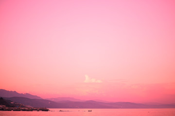 Aufkleber - Beautiful sea, pink sunset, nature, summer