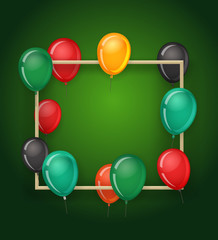 Poster - Empty frame with color balloons. Party announcement vector template