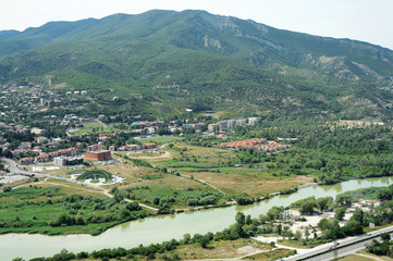 mountains, confluence of two rivers in Georgia