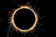 Beautiful Sparkler In A Circle On A Black Background