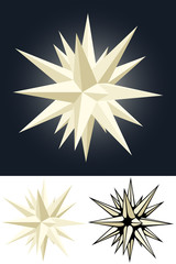 Vector illustration of a Moravian (Advent) Star Christmas decoration, in three varieties.