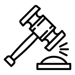 Poster - Wood gavel icon. Outline wood gavel vector icon for web design isolated on white background