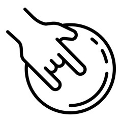 Poster - Hand bowling ball icon. Outline hand bowling ball vector icon for web design isolated on white background