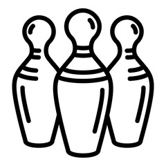 Poster - Bowling pins icon. Outline bowling pins vector icon for web design isolated on white background