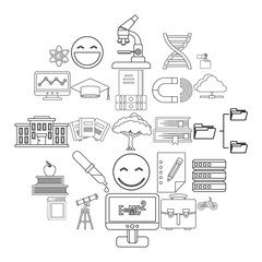 Poster - University icons set. Outline set of 25 university vector icons for web isolated on white background