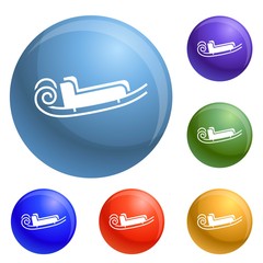 Poster - Santa sleigh icons set vector 6 color isolated on white background