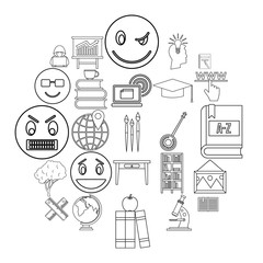 Poster - University degree icons set. Outline set of 25 university degree vector icons for web isolated on white background