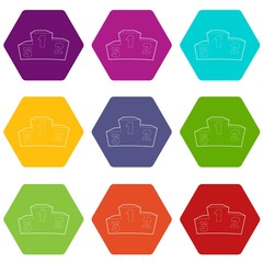 Podium icons 9 set coloful isolated on white for web