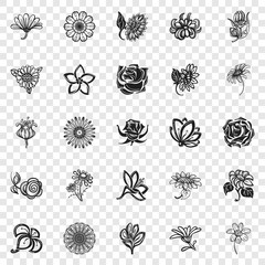 Poster - Flower icon set. Simple set of flower vector icons for web design