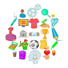 Poster - College of sport icons set. Cartoon set of 25 college of sport vector icons for web isolated on white background