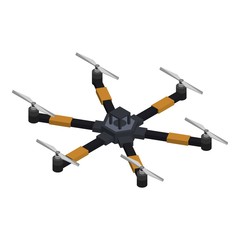 Poster - Six rotor drone icon. Isometric of six rotor drone vector icon for web design isolated on white background