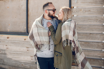 Wall Mural - Elegant couple in a winter park