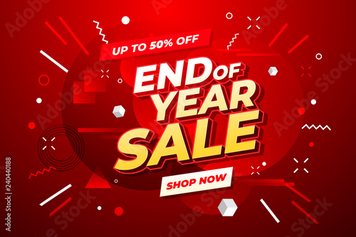 Fotografía End of year sale banner. Sale banner template design.