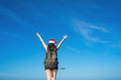 © Stock.Foto.Touch - Santa, female, love to travel. Bright sky, sea near Phuket Thai airport