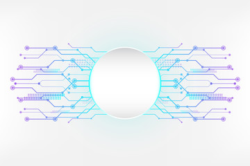 Poster - cyan white abstract technology background with circuit line concept and circle empty space