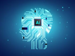 Poster - Artificial Intelligence CPU with brain concept, Ai computing with circuit board, machine learning