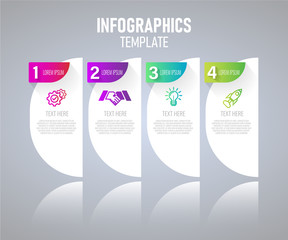 Fototapete - Infographics elements with 4 steps for presentation concept, graph of business planning, processing timeline. vector illustration.