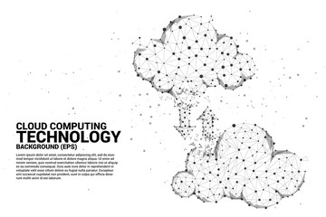 Poster - Data transfer with Cloud computing network concept polygon dot connected line. Concept of cloud server, Storage and data