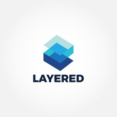 modern technology blue layer logo sign symbol icon