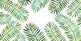 Fototapeta Sypialnia - background with watercolor fern leaves