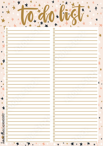cute a4 template for to do list with lettering on decorative pastel