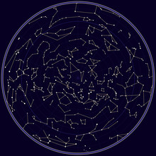 Vector Map Of Southern Sky With Constellations