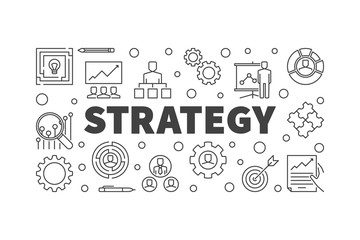 Poster - Vector Strategy horizontal concept illustration or banner in outline style