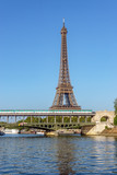 Fototapeta Boho - Metro crossing Bir-hakeim bridge with Eiffel Tower in background - Paris, France