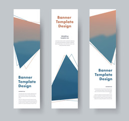 Poster - Design of vertical vector web banners with triangles and stroke for photo.