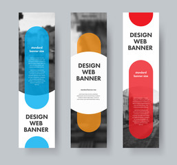 Poster - Design of vector web banners with color design elements and a semicircle for photo and text
