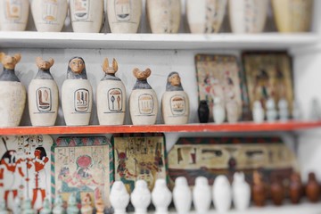 Wall Mural - Egyptian traditional culture souvenirs. Selective Focus.