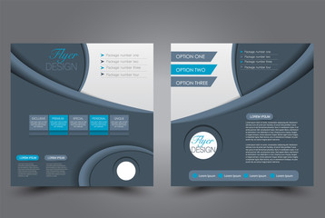 Square flyer design. A cover for brochure.  Website or advertisement banner template. Vector illustration. Blue color.