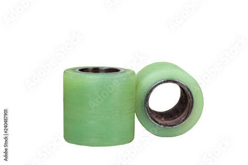 Fotografía Wheel with polyurethane bandage for warehouse loader isolated