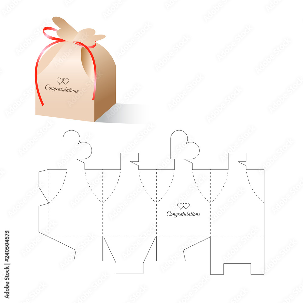 Retail Box Heart with Blueprint Template Stock Vector | Adobe Stock