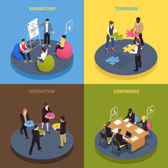 Teamwork Collaboration Isometric Concept