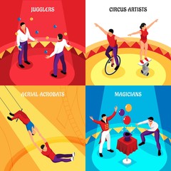 Wall Mural - Circus Professions Isometric Design Concept