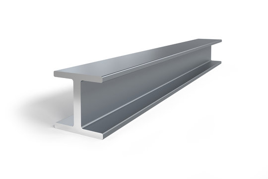 Single steel I-beam isolated on white background -  3D rendering