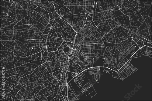Cuadros en Lienzo map of the city of Tokyo, Kanto, Island Honshu, Japan