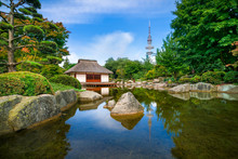 The Japanese Garden In Hamburg, Germany. Part Of The Public Park "Planten Un Blomen" In The Middle Of The City, It Is The Largest Of Its Kind In Europe. The Tea House And The Lake Are Its Center.