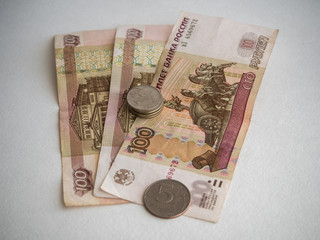 Russian paper money and coins