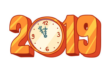 Wall Mural - 2019 new year clock